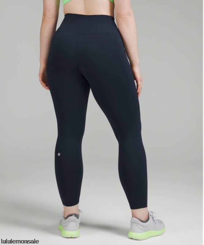 Lululemon Damen DELULU062 | True Navy Wunder Zug Hohe Strumpfhose Mit Taschen 25